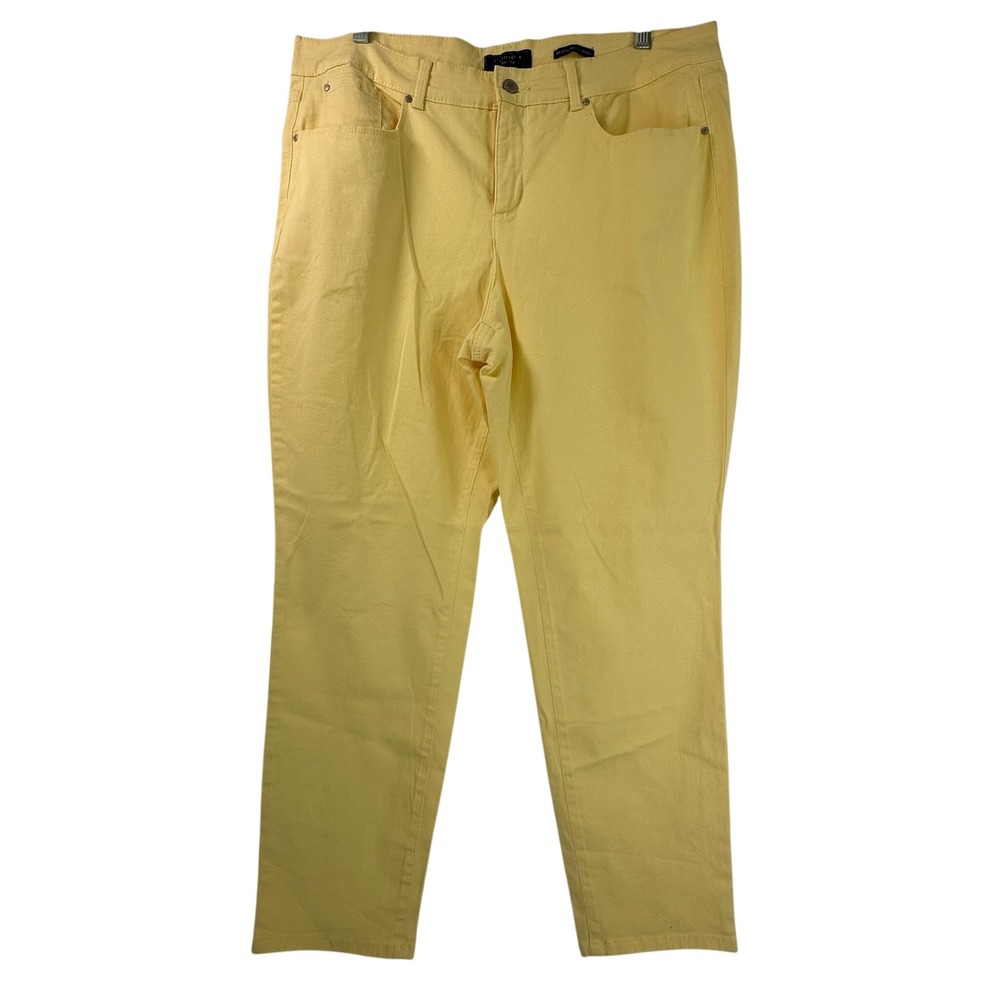 Charter Club Bristol Skinny Ankle Pants Yellow Size 18 Cotton Stretch 3627